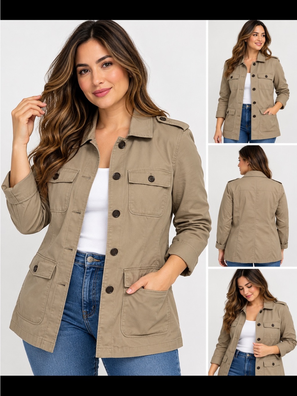 Banana Republic Tan Button-Front Field Jacket
